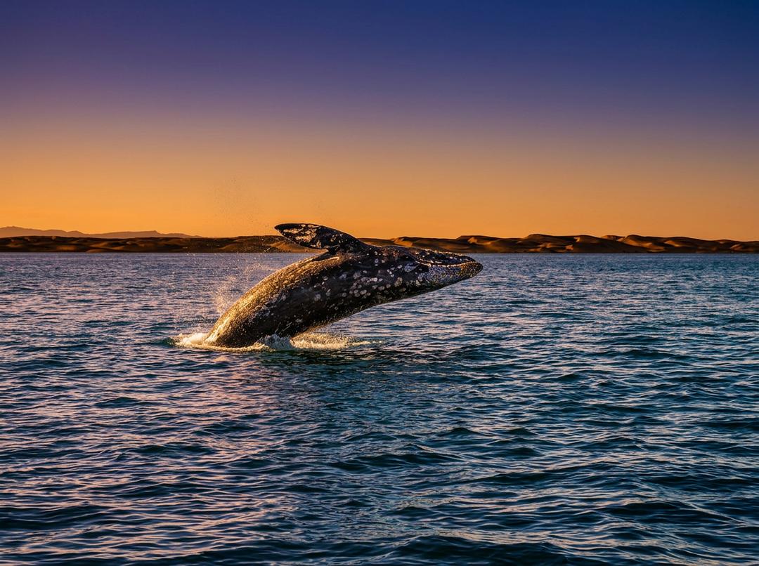 Ballena gris en migración en Baja California Sur